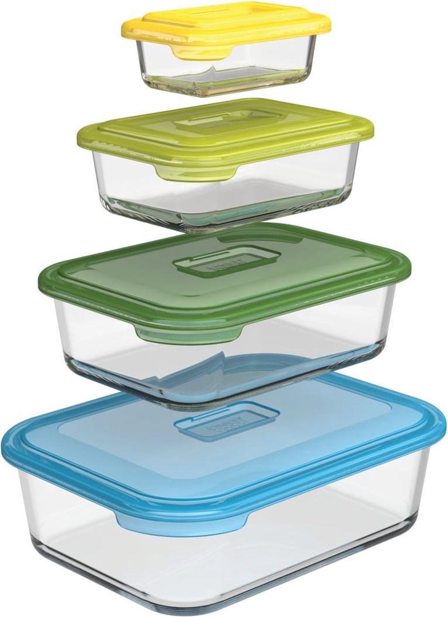 Joseph Joseph Nest Ovenschalen - Incl. Deksels - Glas - 4 Stuks