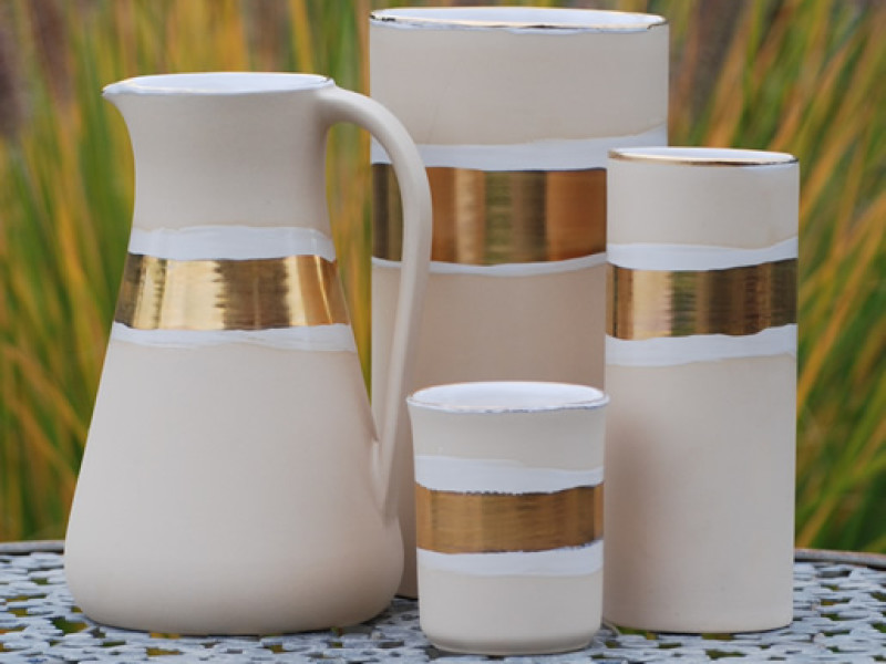 EYL EM Karaf, Vaas groot, Vaas smal, Beker 24K goud (Mat)