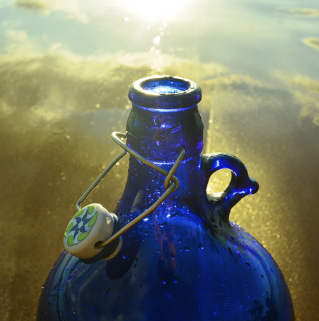 5 liter fles blauw glas beugeldop