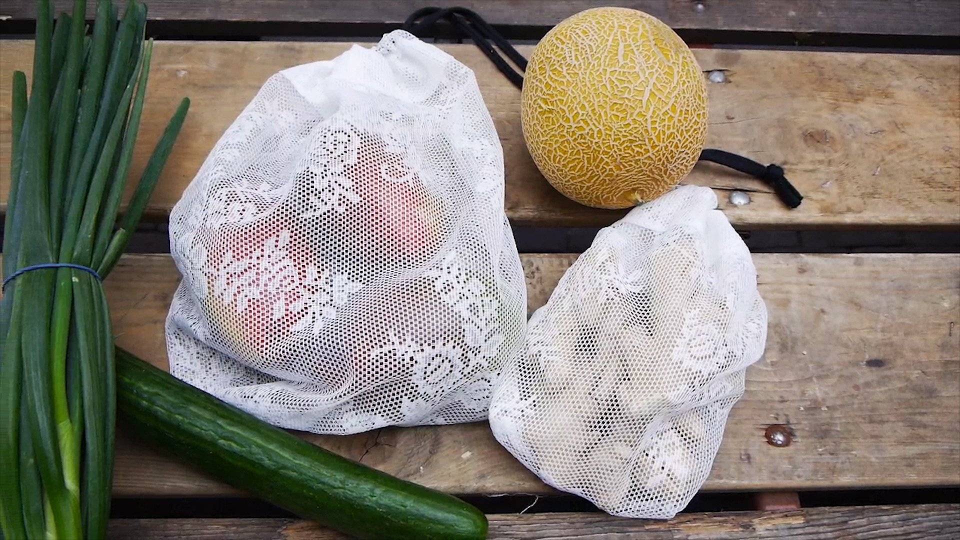 Groente- en fruitzakje naaien van vitrage (3 minuten DIY)