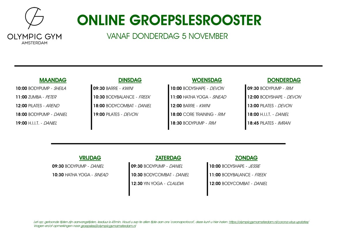 Online Groepslesrooster
