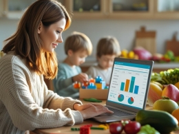 Vrouw achter haar computer budgetteren