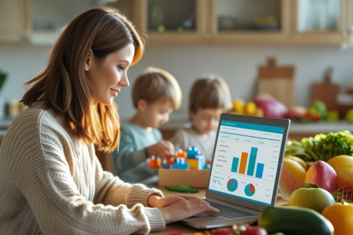 Onafhankelijke vrouw achter laptop Onafhankelijke vrouw achter laptop