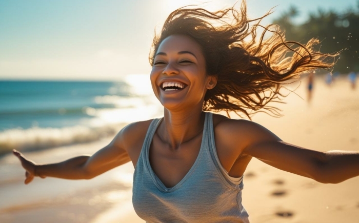 Onafhankelijke vrouw die voluit leeft vanuit zelfvertrouwen