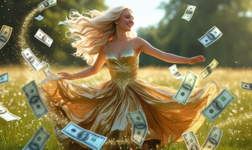 vrouw trekt geld aan