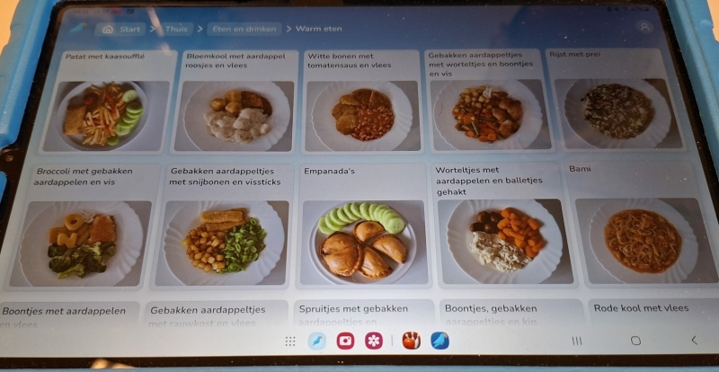 een voorbeeld van hoe de nieuwe Express Me app eruit ziet als deze op maat gevuld wordt