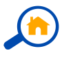 kleine variant logo met vergrootglas en huis