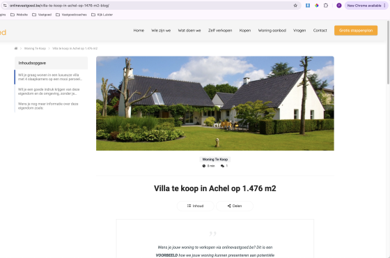 voorbeeld van een persoonlijke website van een pand