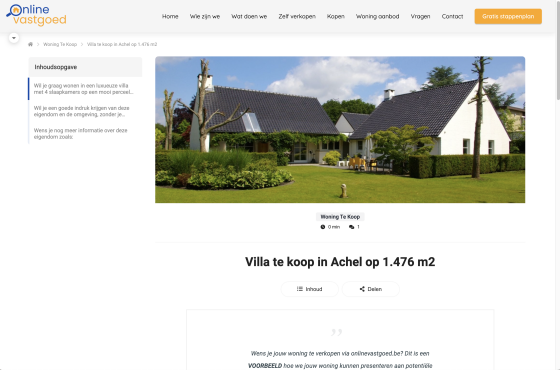 voorbeeld van een persoonlijke website van een pand