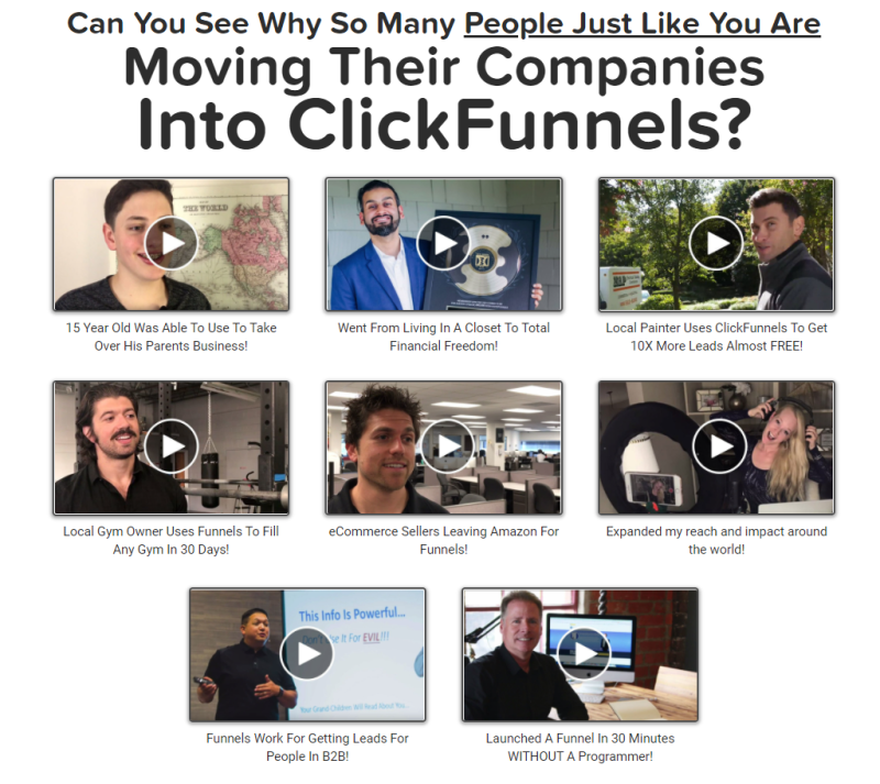 De Clickfunnels website bouw software is in gebruik door meer dan 110.000 mensen over de hele wereld. Hier zie je enkele testimonials van Clickfunnels klanten die flink gegroeid zijn met de software.