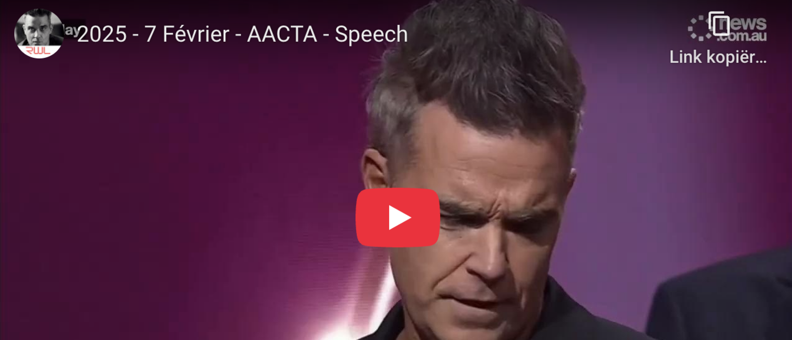 Robbie Williams en zijn AACTA-speech