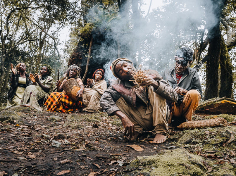 Batwa Tour Nkuringo learn how to make fire