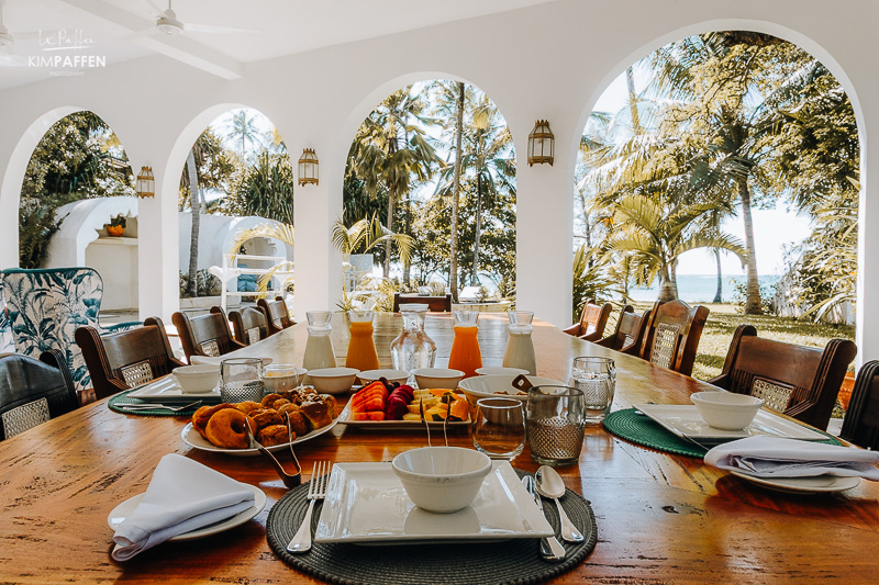 Breakfast with a view at Nomad Beach Resort, Diani Beach Kenya