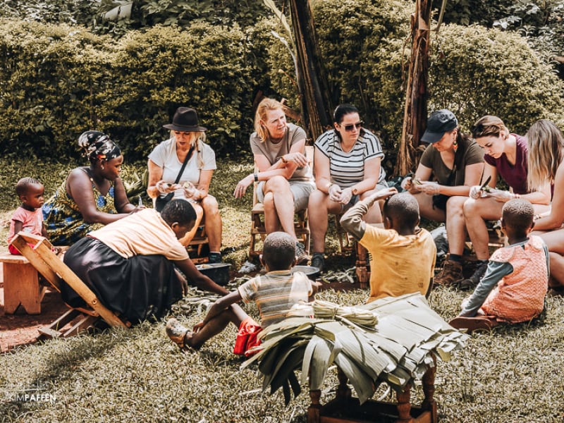 Cooking Matoke with local Ugandan women