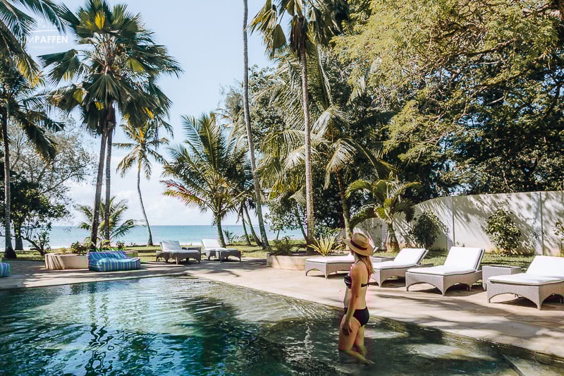 Scenic view of Diani Beach after safari with white sands and blue water