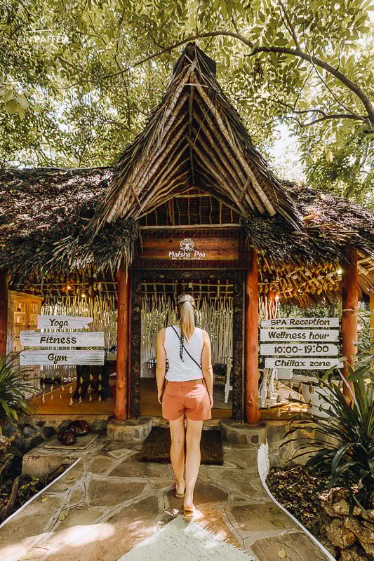 spa pavilion in tranquil forest setting