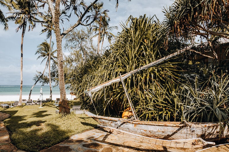 well-maintained garden at Nomad Beach Resort Diani Beach