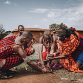 Maasai making fire in Maasai Village