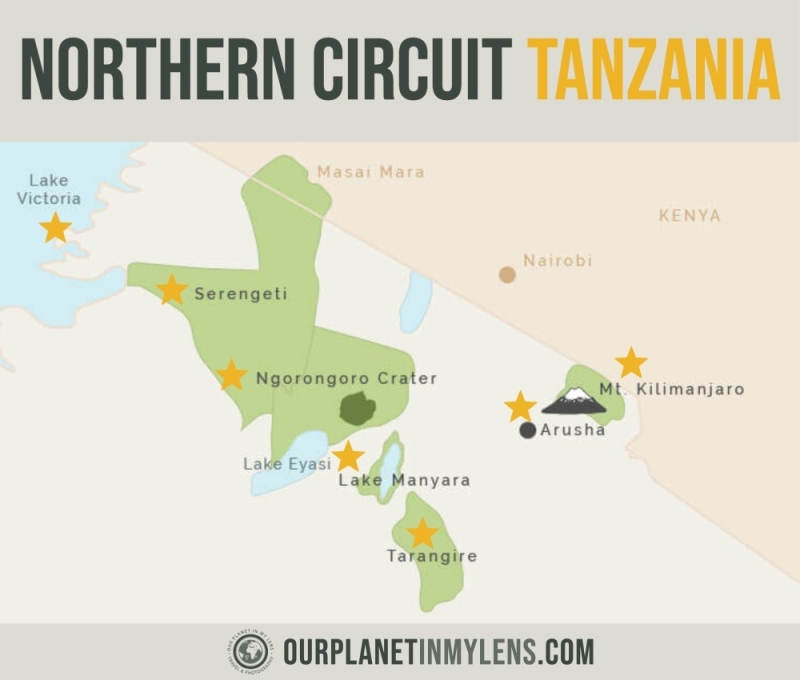 Northern Circuit Map of Tanzania
