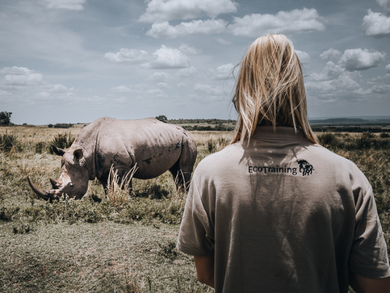 observing rhinos on safari guide course with EcoTraining in Kenya