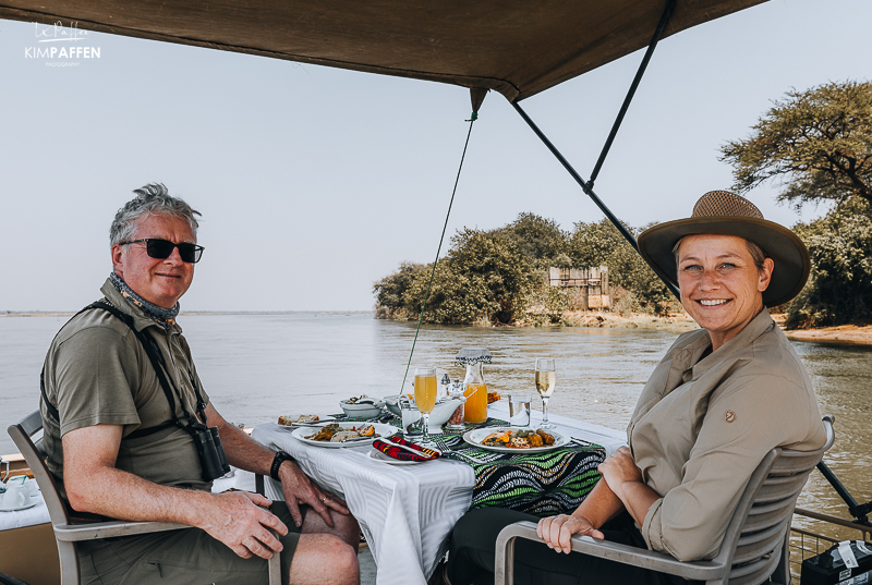 Lunch on the Zambezi River at Chiawa Camp Zambia