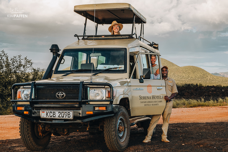 Safari in Tsavo West National Park with Serena Safari Lodge in their landcruiser with pop up roof