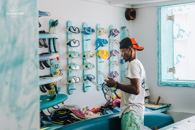 Renting snorkeling gear at diving the crab from Nomad Beach Resort