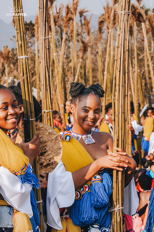 Maidens carrying reeds at Umhlanga Ceremony Eswatini