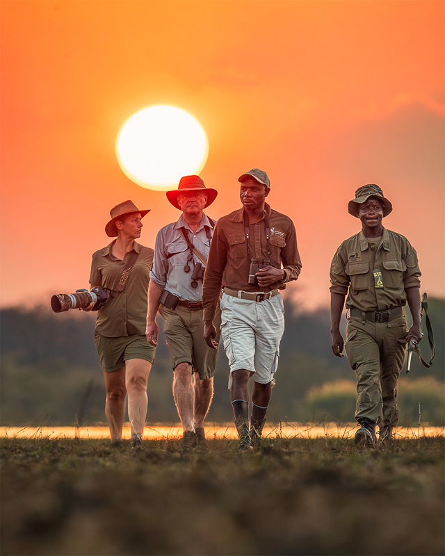 Walking safari in Liwonde National Park Malawi with Central African Wilderness Safaris