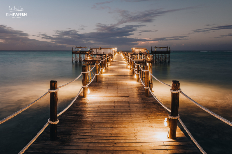 Zanzibar Sunset on the Jetty of Essque Zalu Beach Hotel in Nungwi