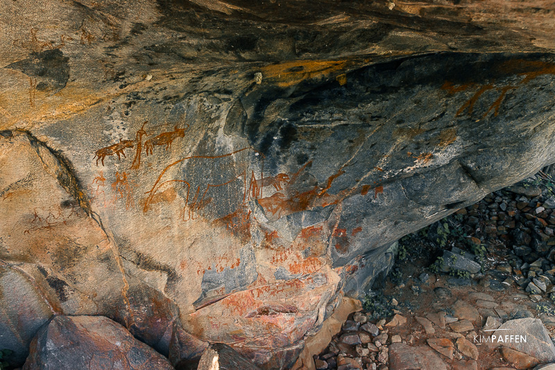 Nsangwini Bushman Paintings under a rock shelter in Eswatini (Swaziland)