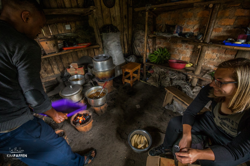 Cooking lesson in the local community of Bwindi Uganda