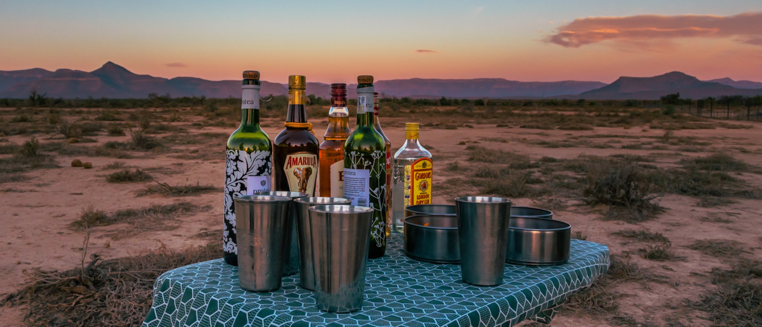 Sundowner on safari in Africa