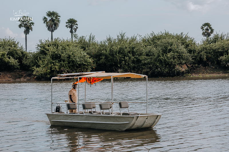 Boat safari on Lake Manze in Nyerere National Park, formerly Selous Game Reserve