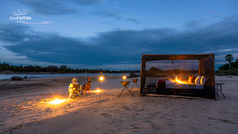 Fly-camp at Selous Wilderness Camp, on a sandbank along the Rufiji River in Nyerere