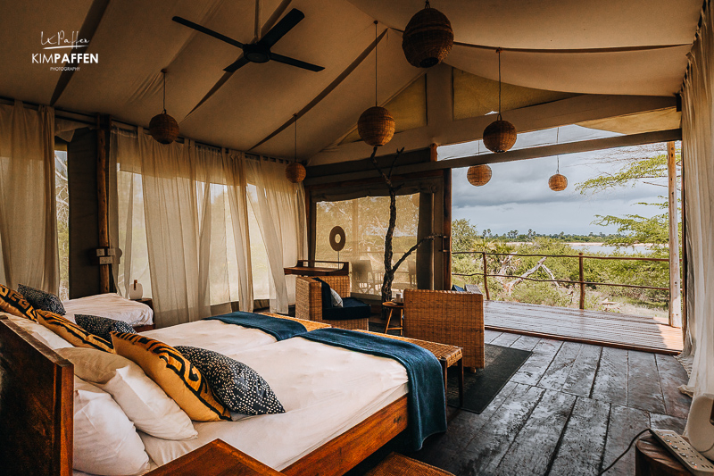 Selous Impala Camp, with a luxury raised tent and a private balcony overlooking the Rufiji River