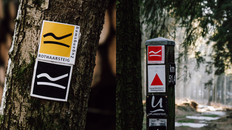 Markering van de Rothaarsteig Markering van de Rothaarsteig