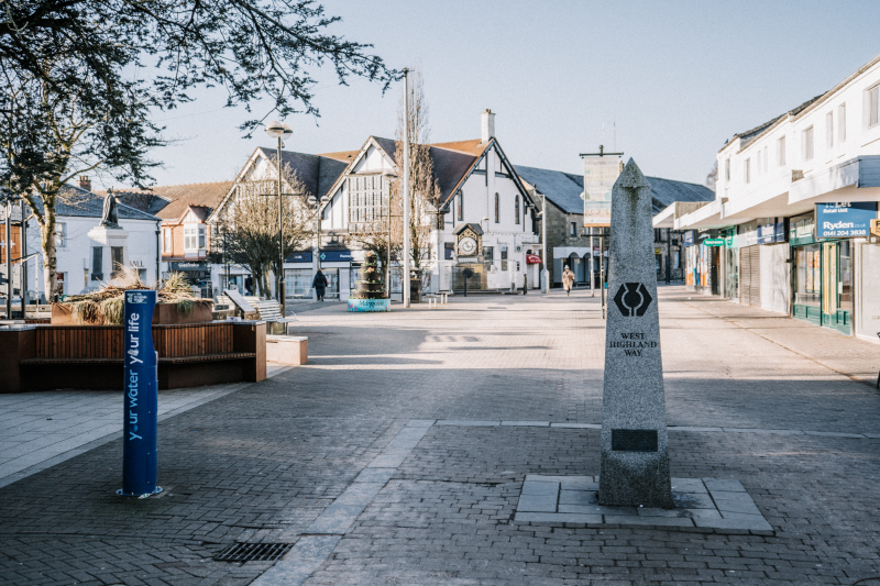 Startpunt van de West Highland Way in Milngavie Startpunt van de West Highland Way in Milngavie