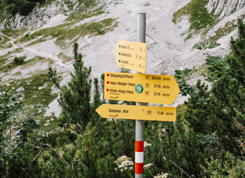 Bewegwijzering van de Wilder Kaiser huttentocht Bewegwijzering van de Wilder Kaiser huttentocht