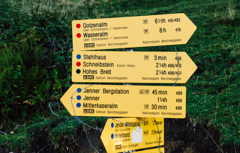 Markering van huttentocht in Berchtesgaden Markering van huttentocht in Berchtesgaden