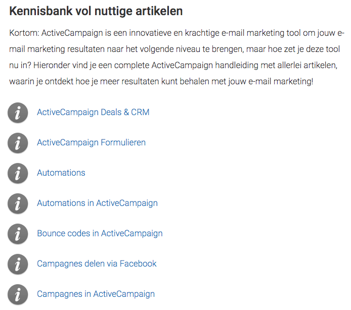 Kennisbank (Content Canon) over ActiveCampaign