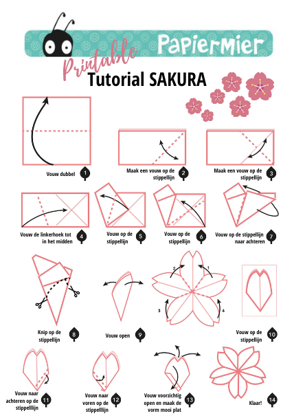 tutorial origami sakura