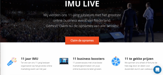 Claim de opnames van het IMU LIVE event