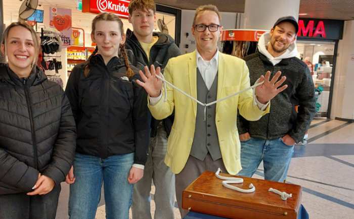 goochelen in een winkelcentrum