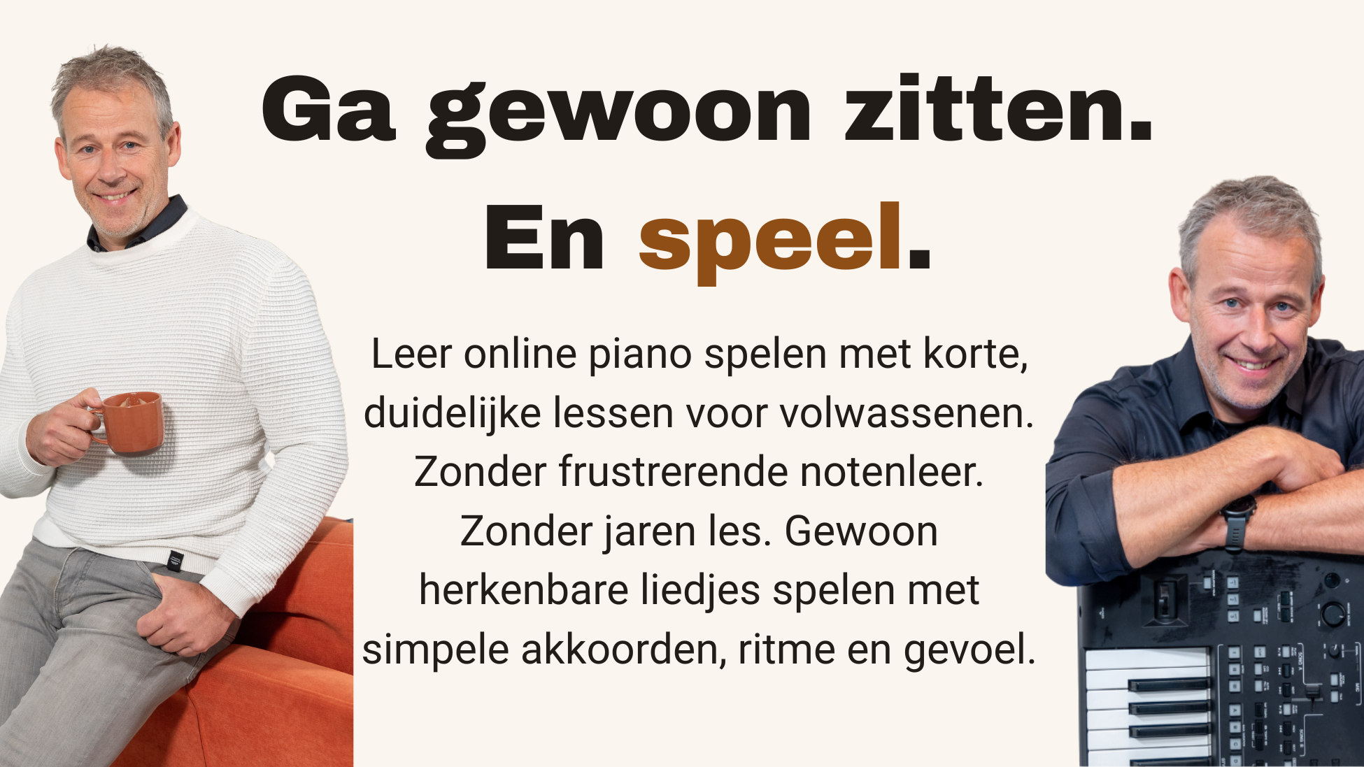 Online pianoles voor volwassenen zonder frustrerende notenleer René Knops van Pianoles van René helpt volwassenen online piano leren spelen zonder frustrerende notenleer