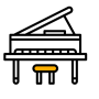 Piano met kruk Pianoles van René