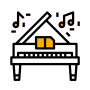 Piano met muziek Pianoles van René