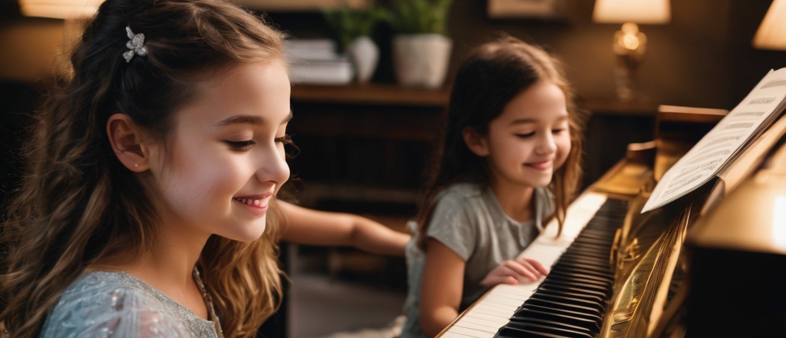 kinderen krijgen pianoles