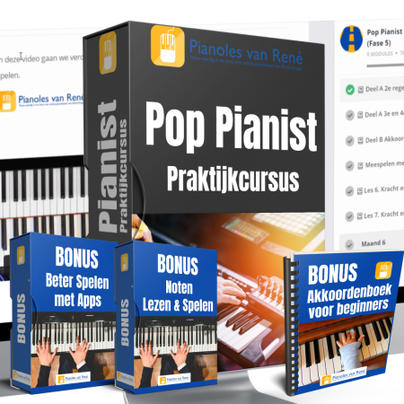 Mockup Pop Pianist Praktijkcursus Pakket- Pianoles van René