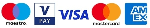 maestro, vpay, visa, mastercard en amex logo's
